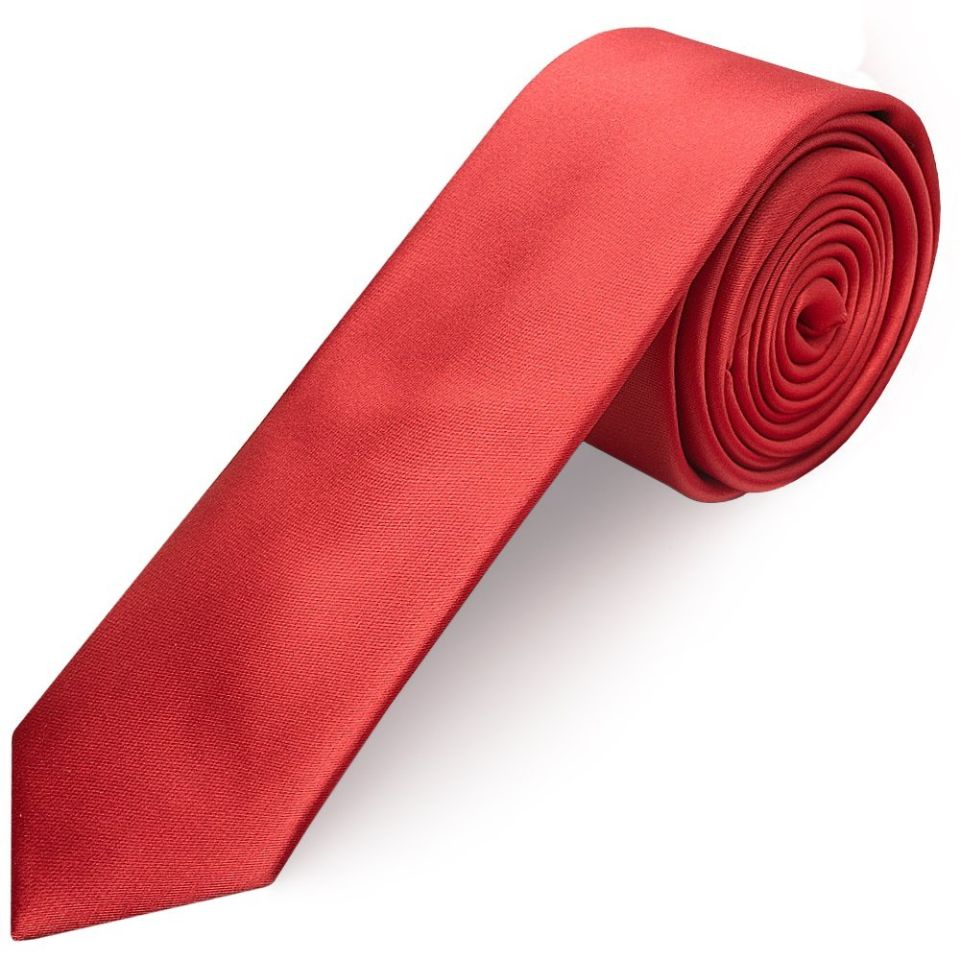 Fiesta Red Satin Skinny Men's Tie