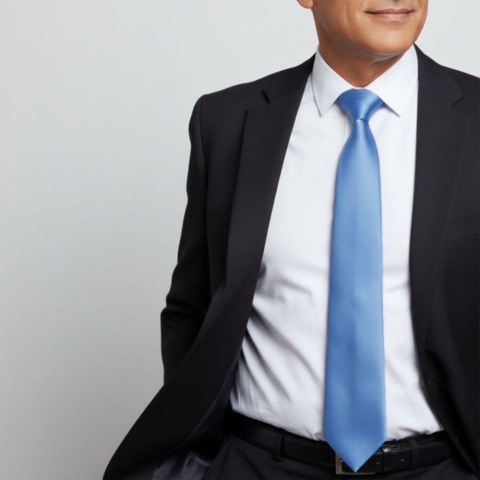 Plain Steel Blue Satin Classic Men's Tie