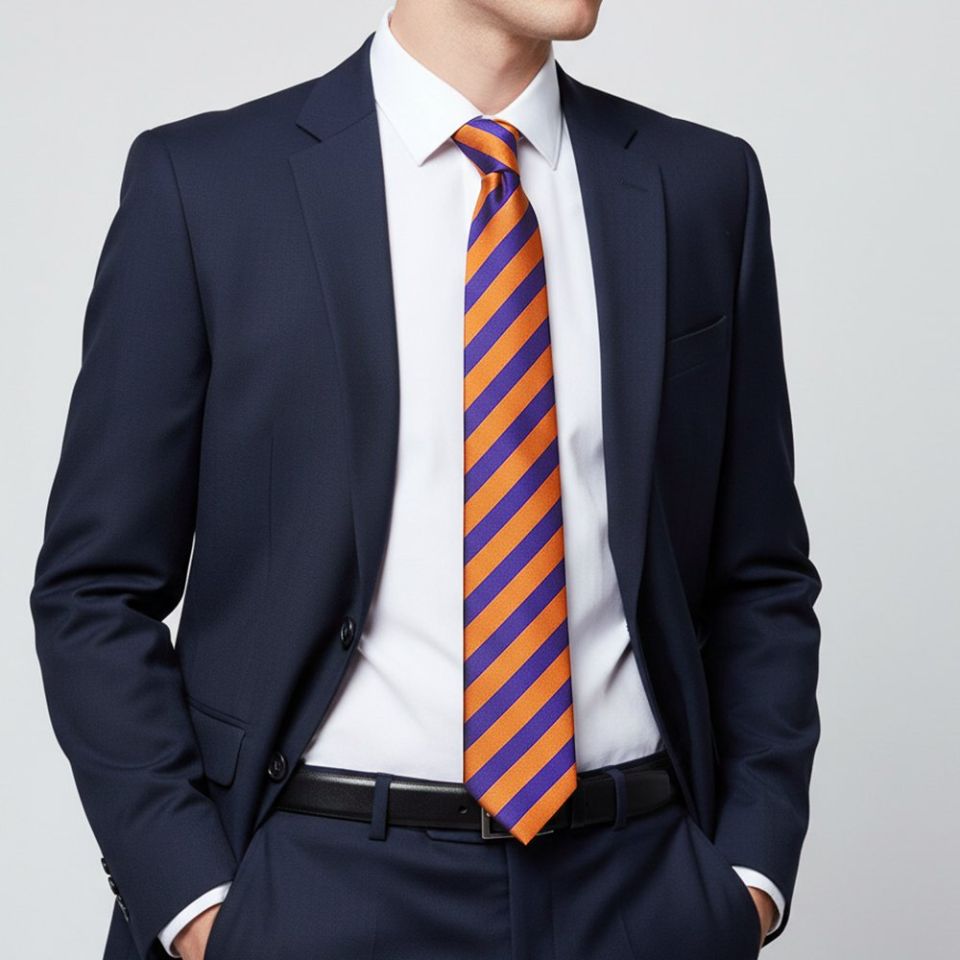 Purple and Orange Striped Classic Men's Tie