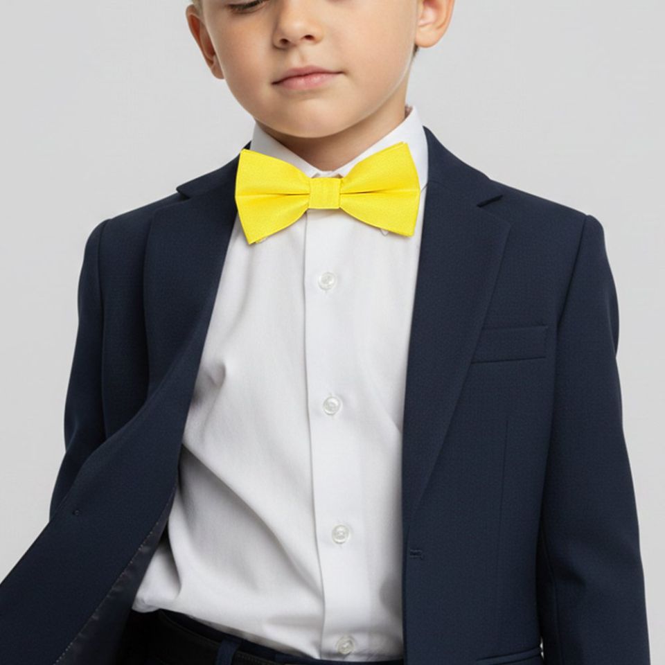 Pre Tied Sunshine Yellow Satin Boys Bow Tie Age 4-7