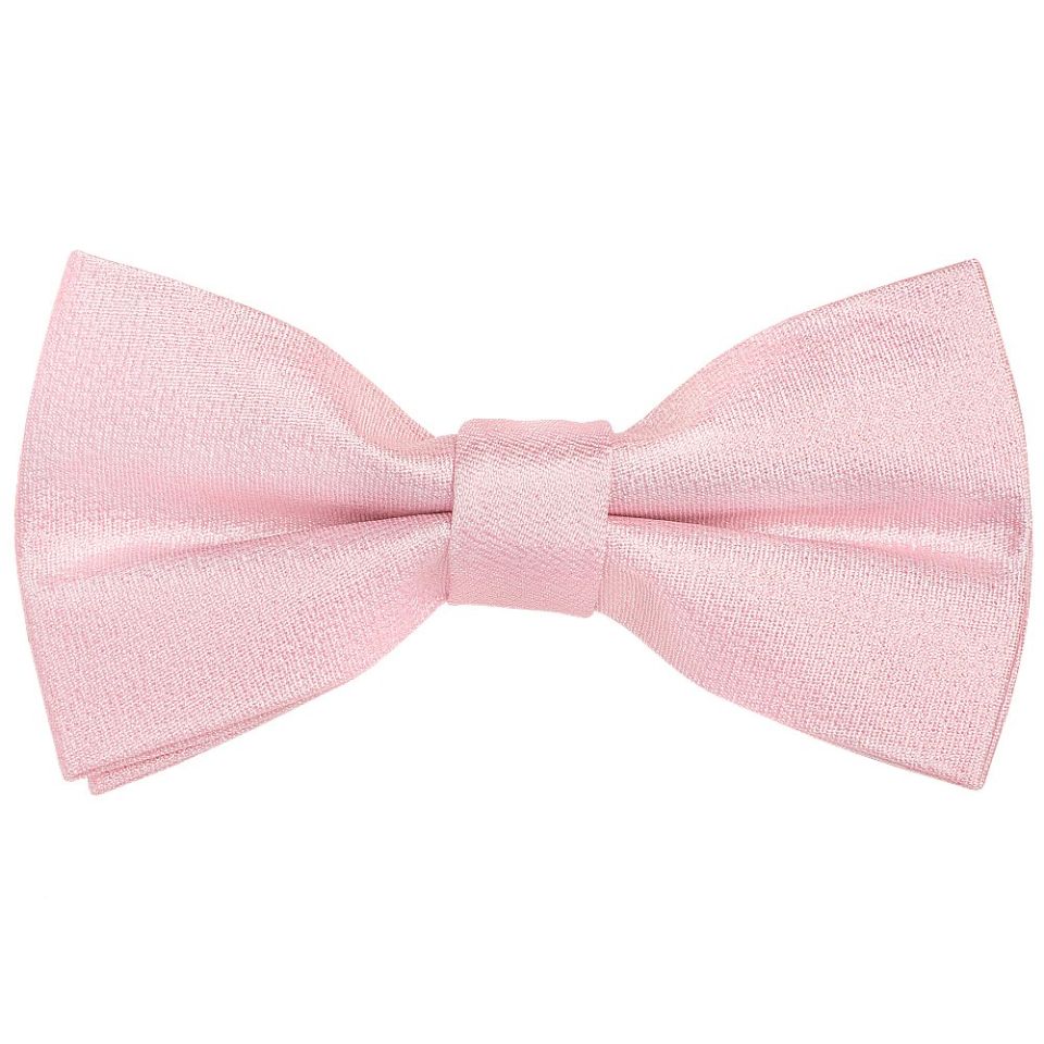 Pre Tied Blush Pink Silk Boys Bow Tie and Pocket Square Set Age 4-7