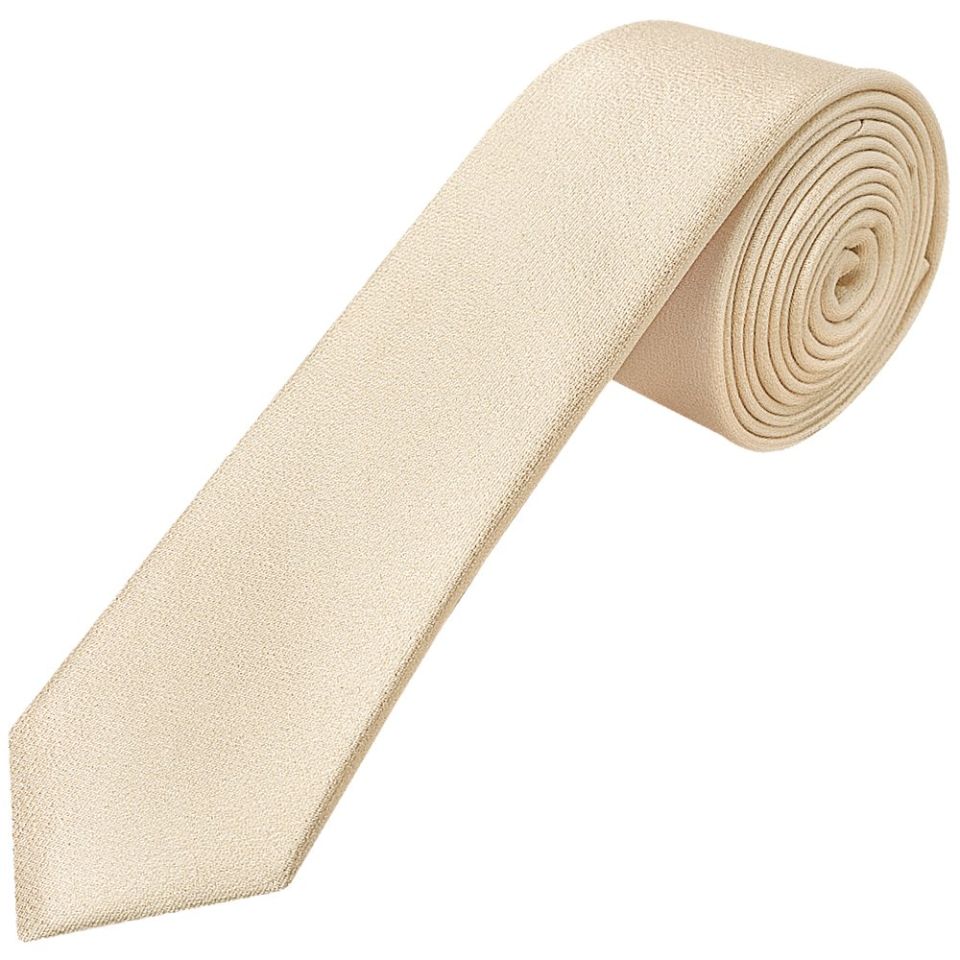 Plain Champagne Silk Skinny Men's Tie