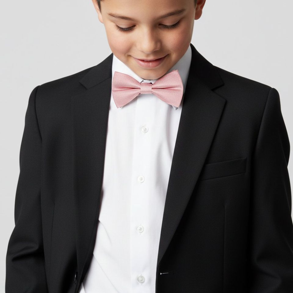 Pre Tied Dusty Rose Silk Boys Bow Tie Age 8-11