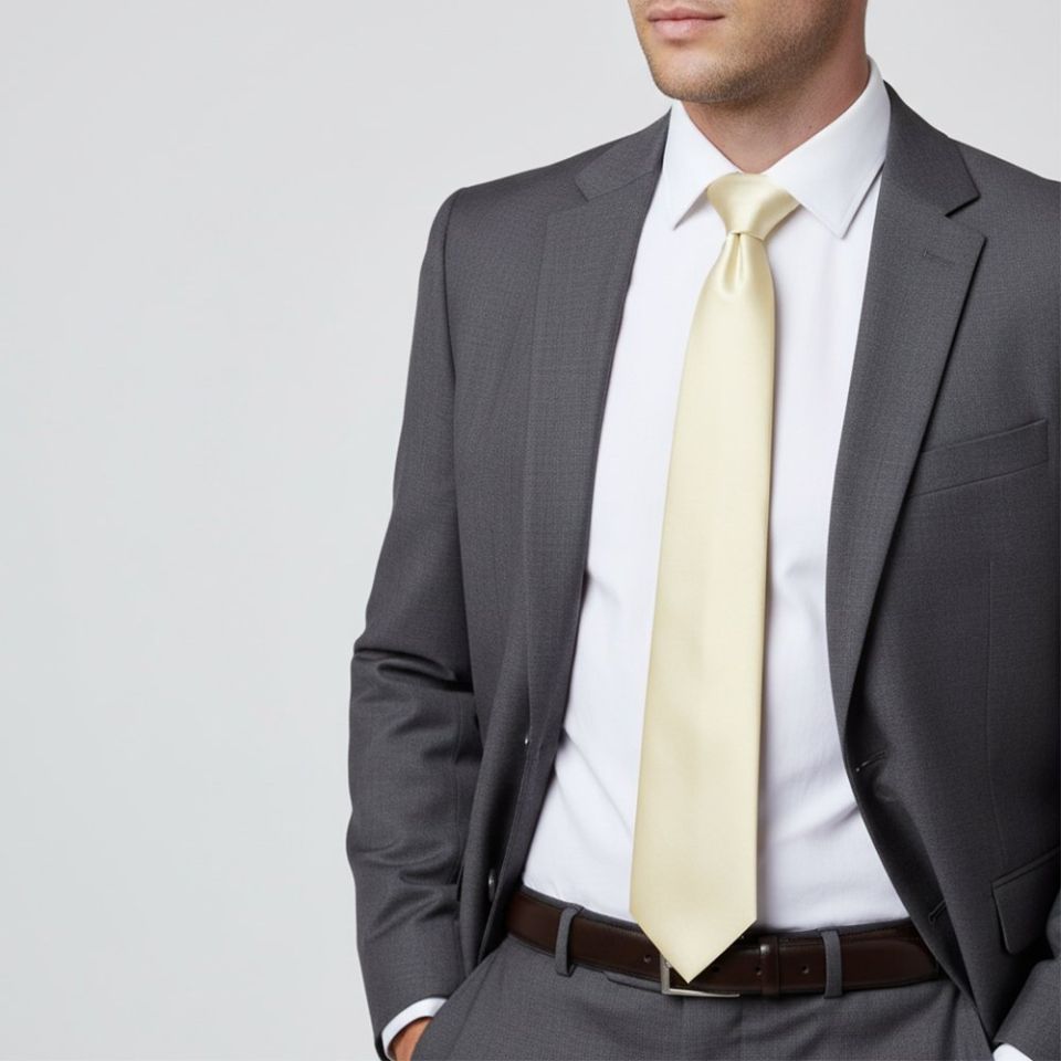 Plain Ivory Satin Classic Men's Tie