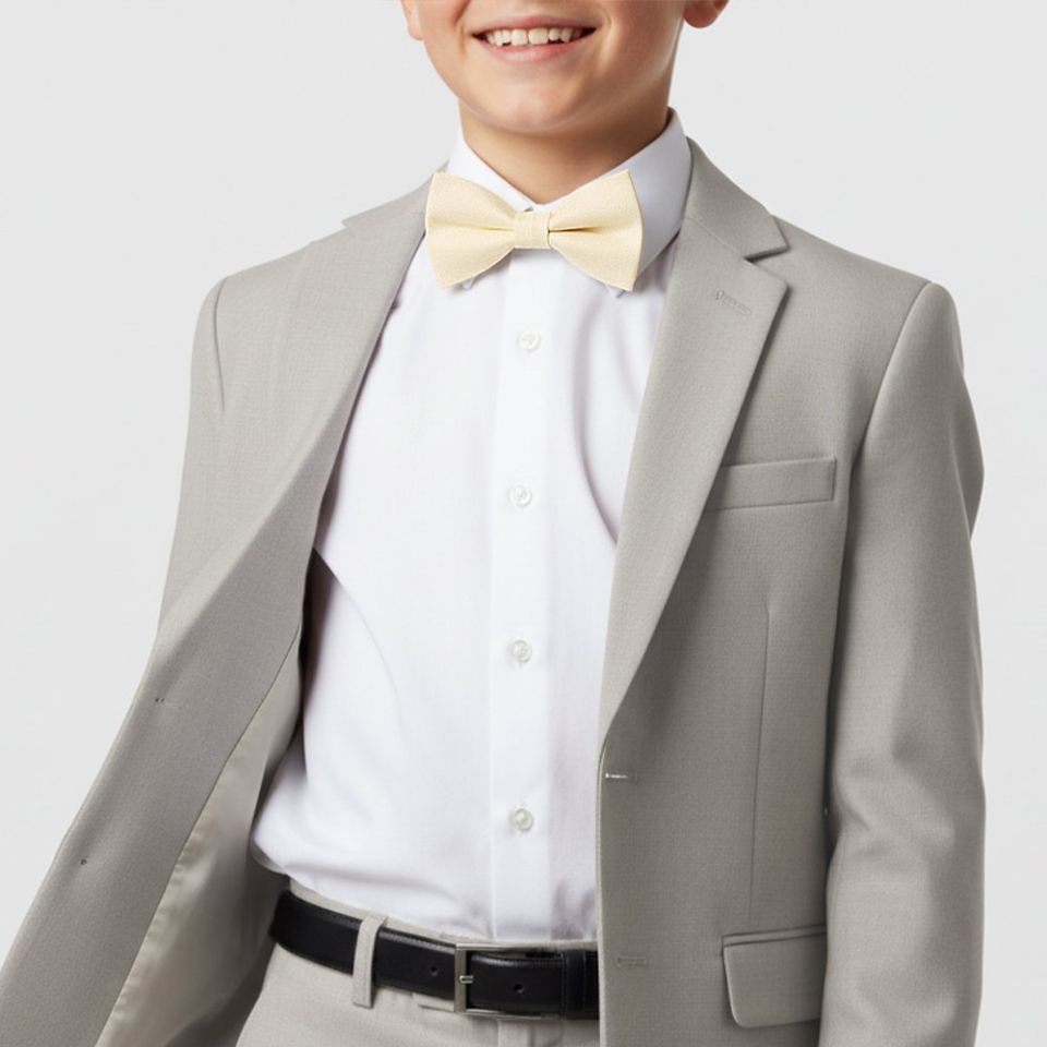 Pre Tied Ivory Silk Boys Bow Tie Age 8-11
