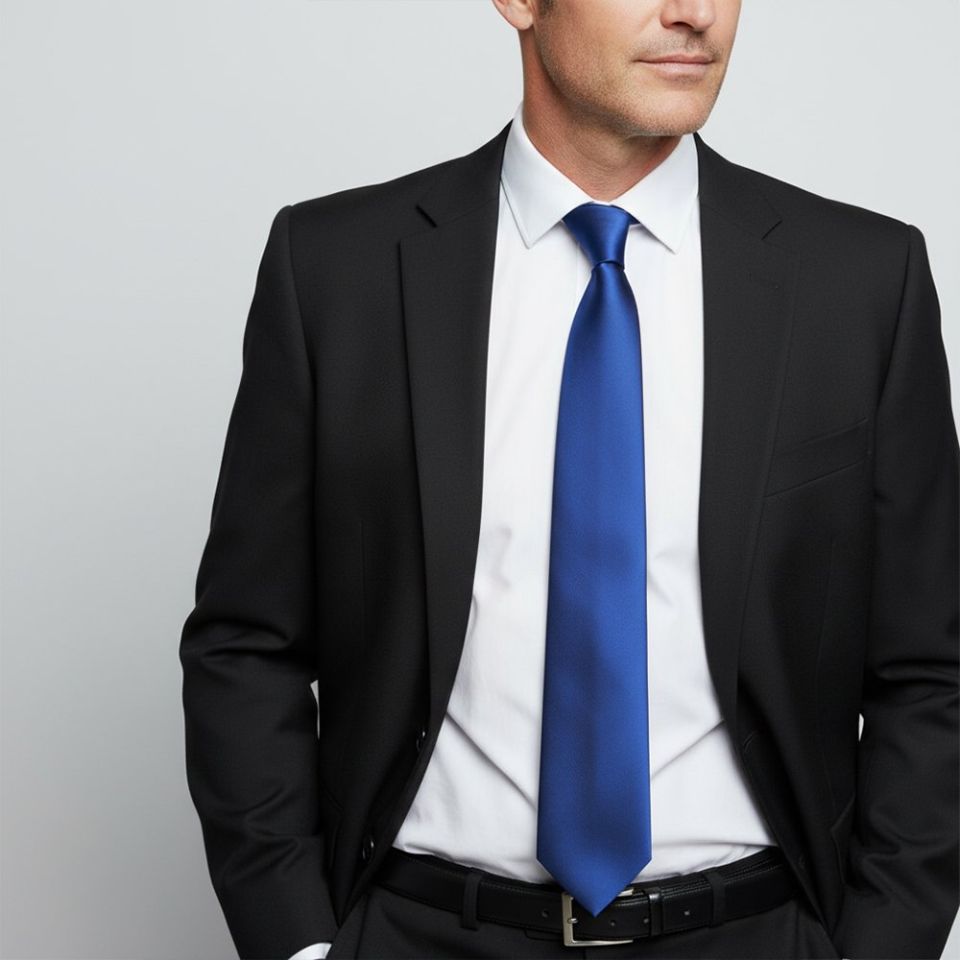 Plain Royal Blue Satin Classic Men's Tie