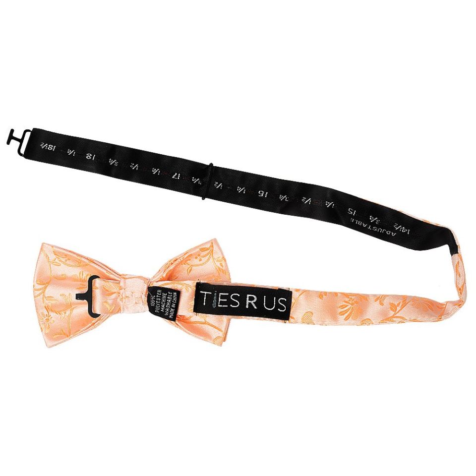 Peach Floral Handmade Mens Bow Tie