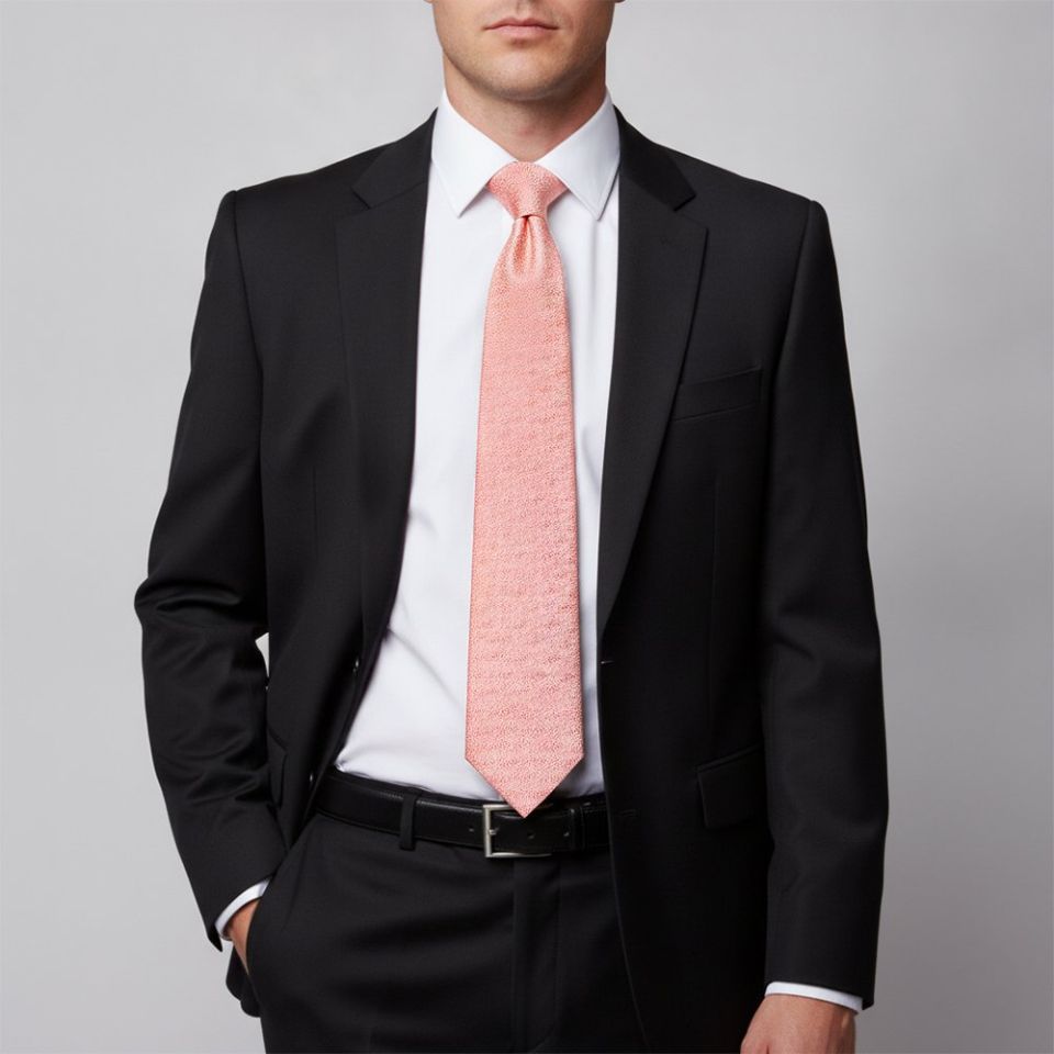 Pink Self Floral Textured Silk Classic Men's Tie