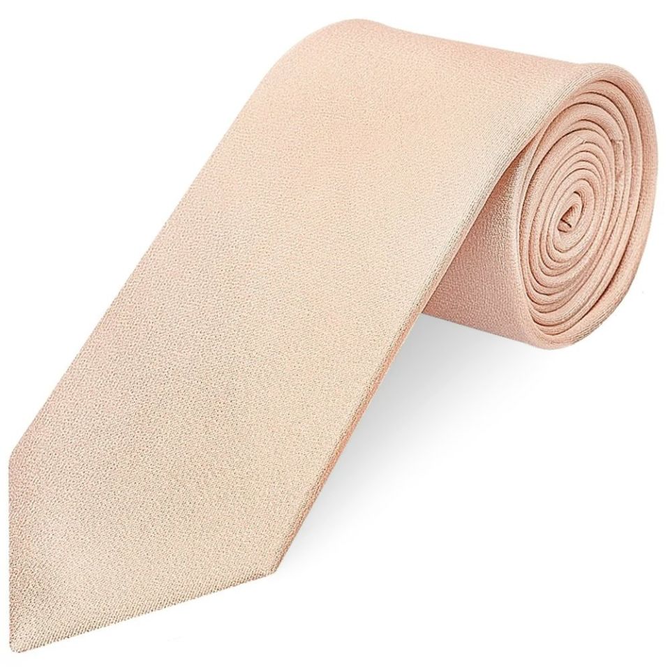 Plain Nude Silk Classic Men's Tie and Pocket Square Set