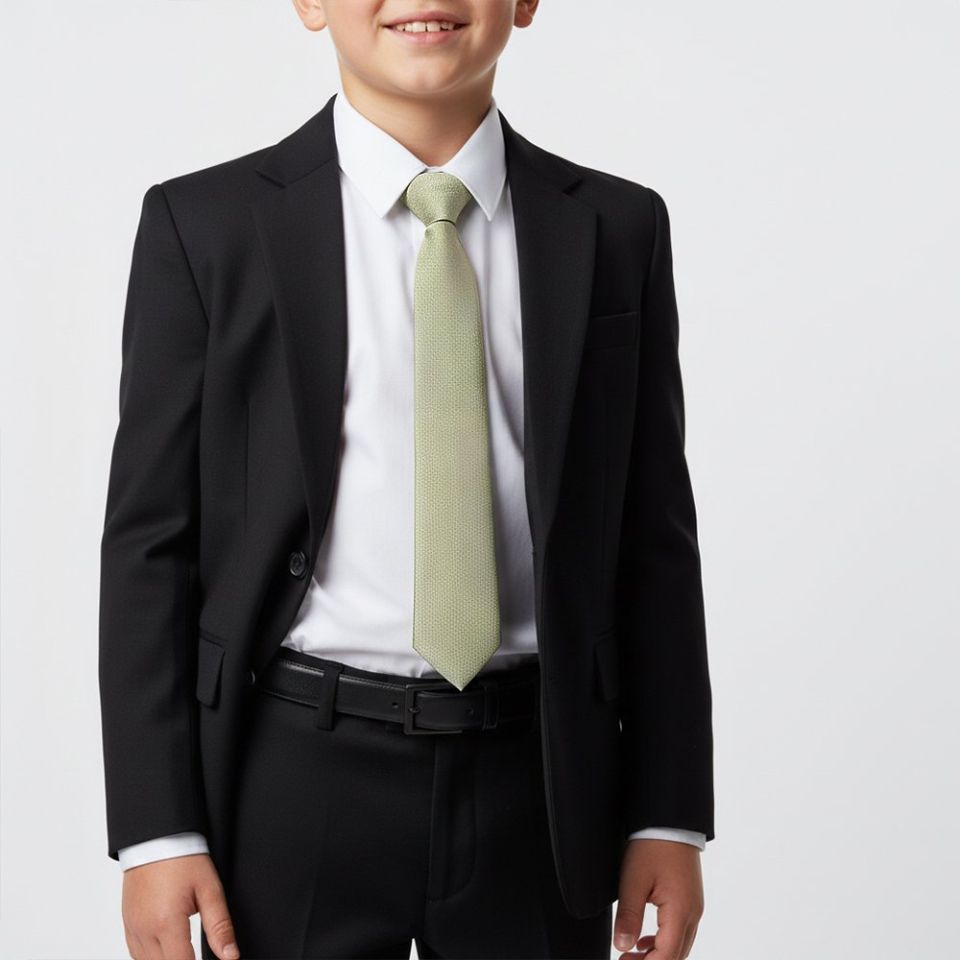 Plain Khaki Green Silk Skinny Boys Tie
