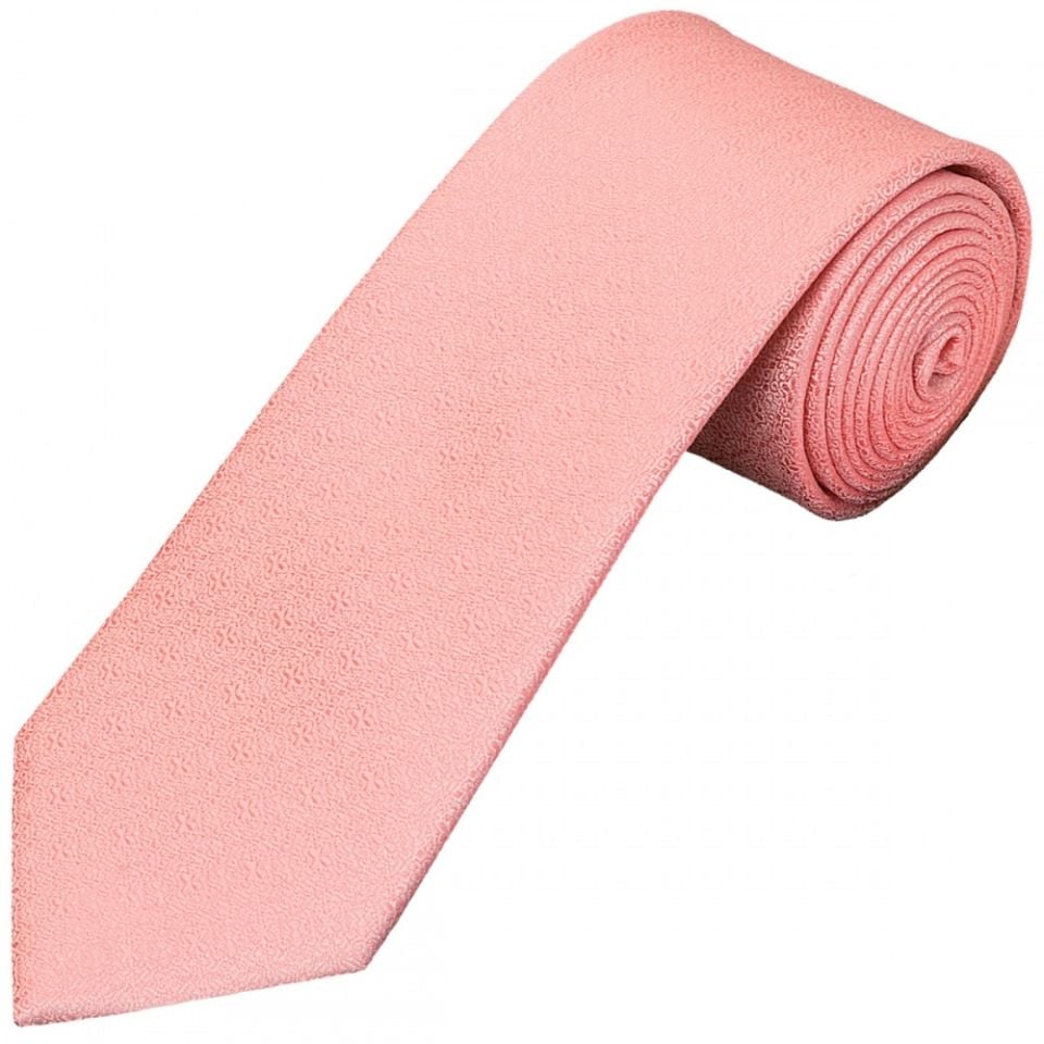 Pink Self Floral Textured Silk Classic Men's Tie and Pocket Square Set