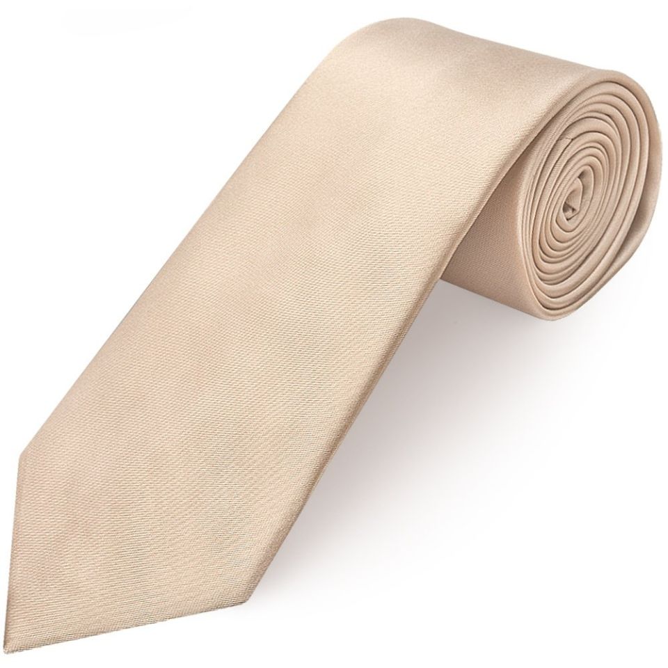 Plain Nude Satin Classic Men's Tie and Pocket Square Set