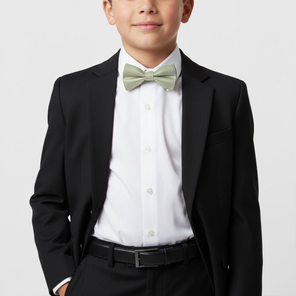 Pre Tied Khaki Silk Boys Bow Tie Age 8-11