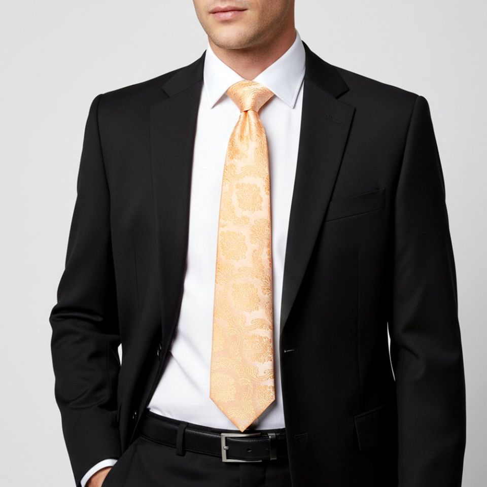 Peach Paisley Classic Men's Tie