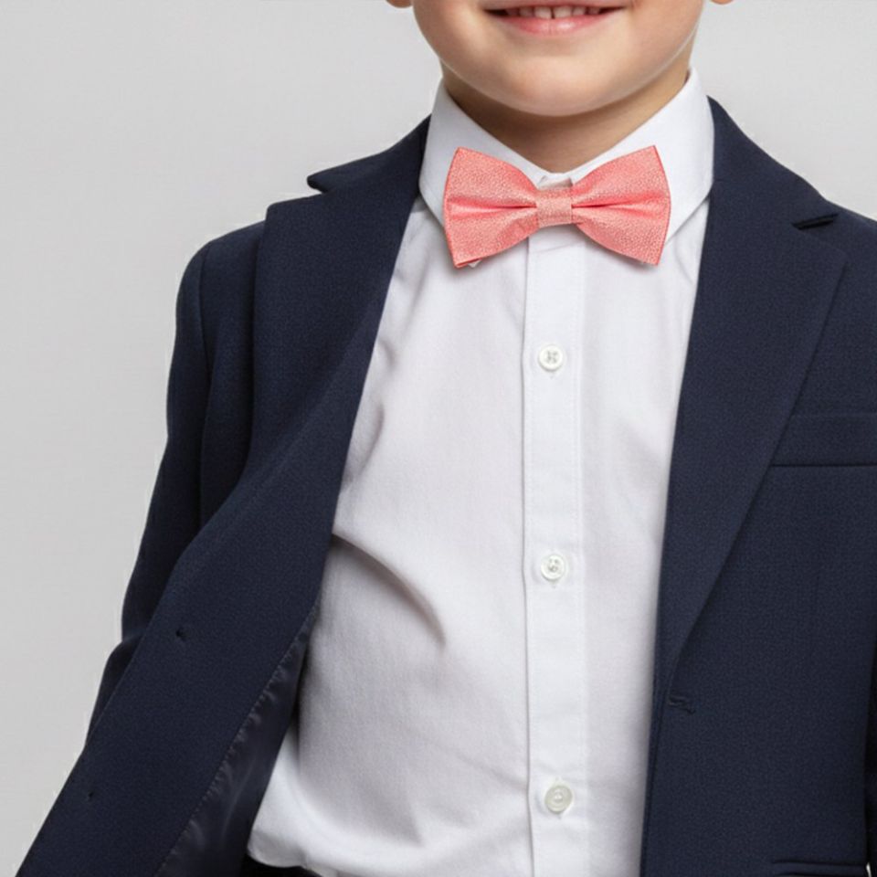 Pre Tied Pink Textured Silk Boys Bow Tie Age 4-7