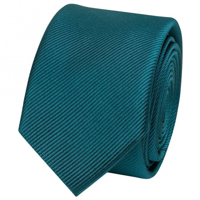 Teal Silk Twill Skinny Mens Tie and Pocket Square Set