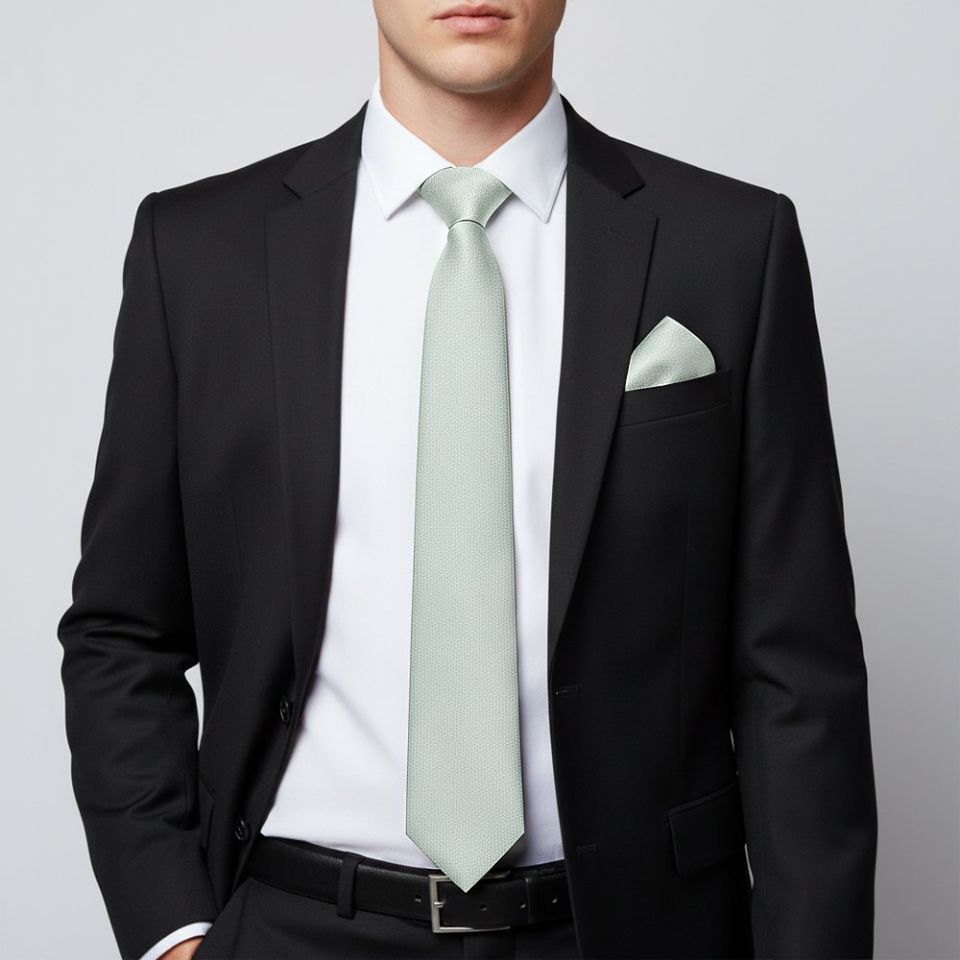 Plain Duck Egg Silk Classic Men's Tie and Pocket Square Set