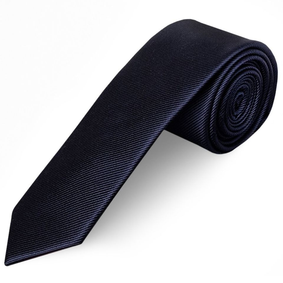 Navy Silk Twill Skinny Mens Tie