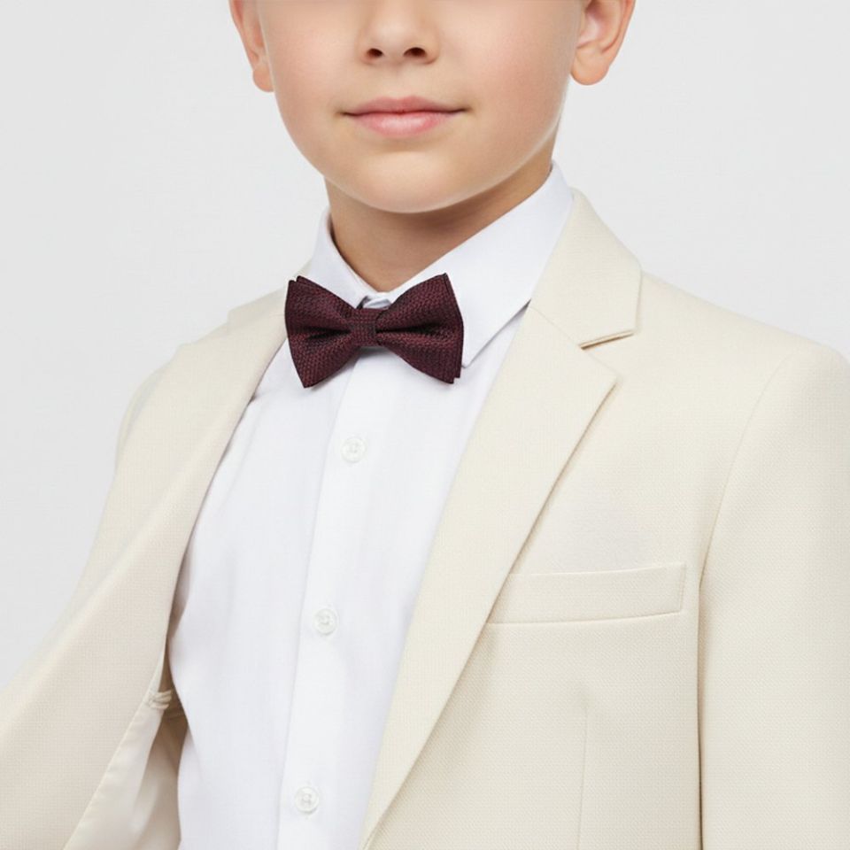 Pre Tied Burgundy Textured Boys Bow Tie Age 8-11