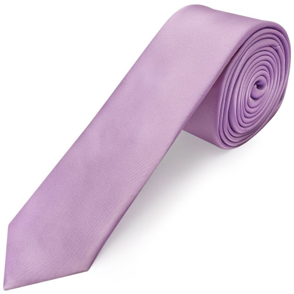 Plain Lilac Satin Skinny Men's Tie