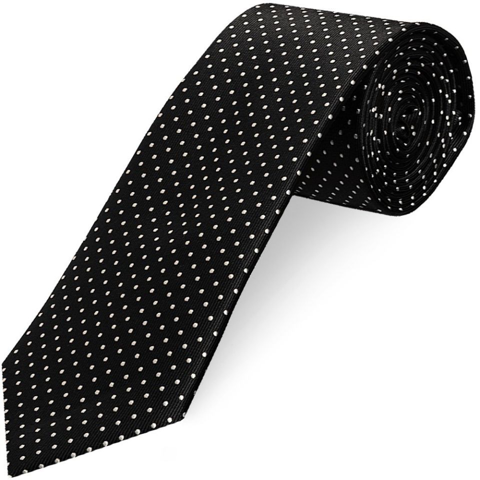 Black and White Polka Dot Classic Men's Tie Pocket Square Set