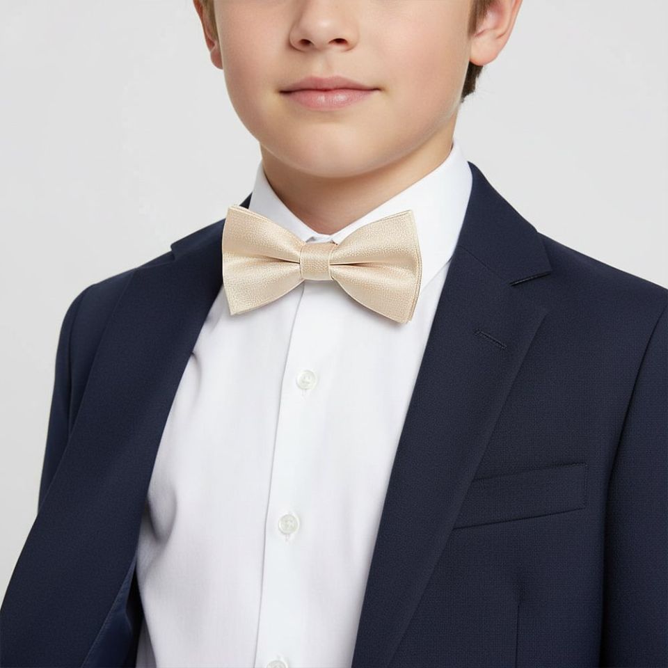 Pre Tied Champagne Silk Boys Bow Tie Age 8-11