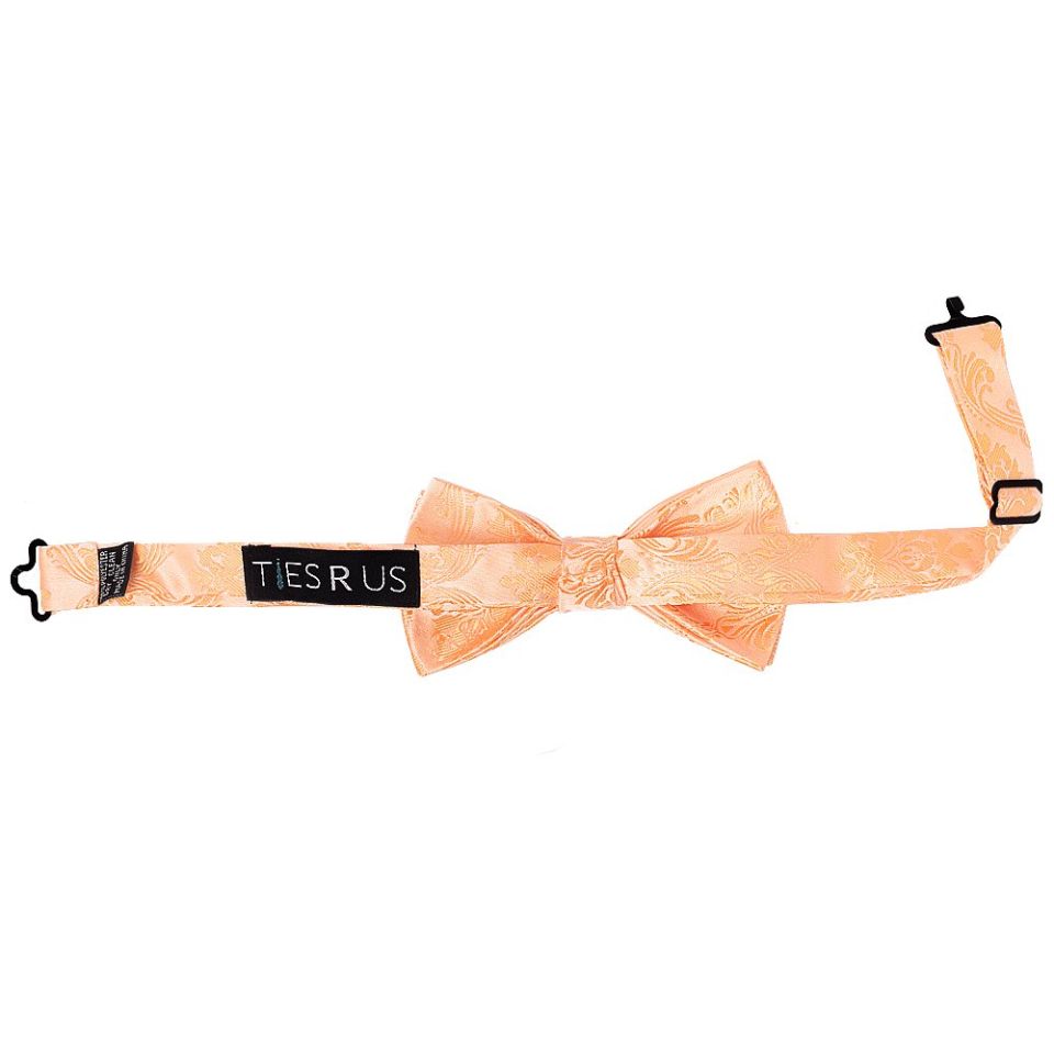 Pre Tied Peach Paisley Boys Bow Tie Age 18 Months-3 Years