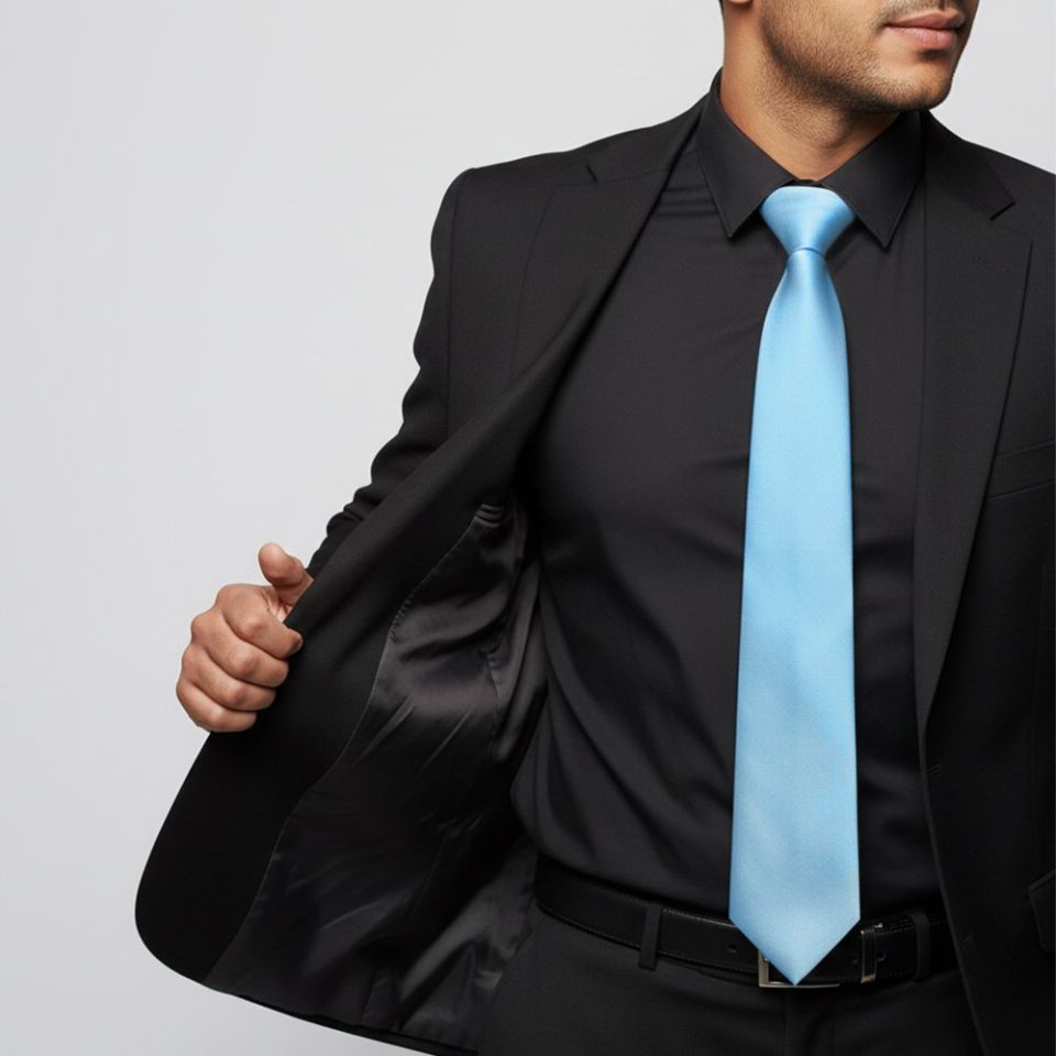 Plain Sky Blue Satin Classic Men's Tie