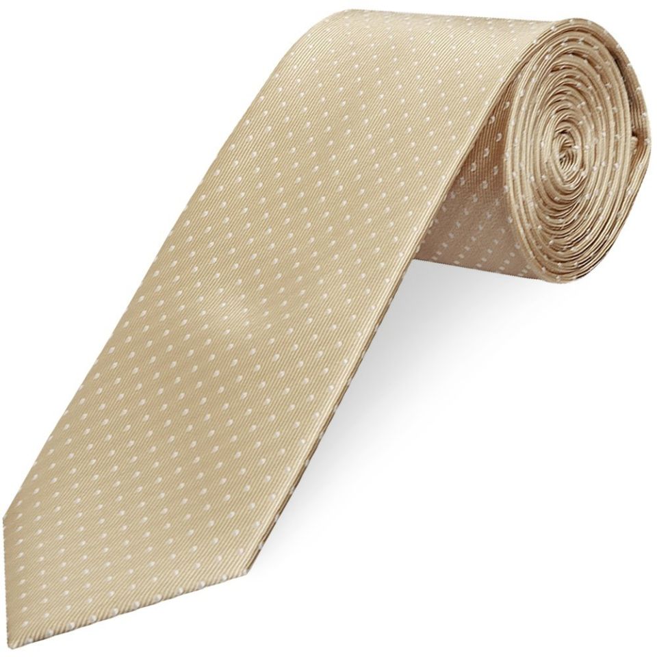 Champagne and White Polka Dot Classic Men's Tie