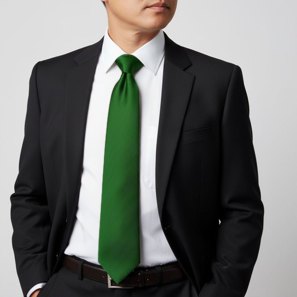Green Twill Silk Classic Men's Tie