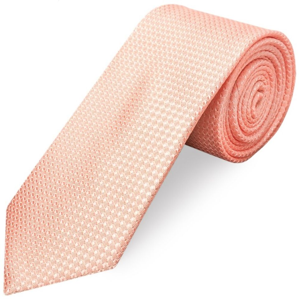 Peach Textured Classic Tie and Pocket Square Set