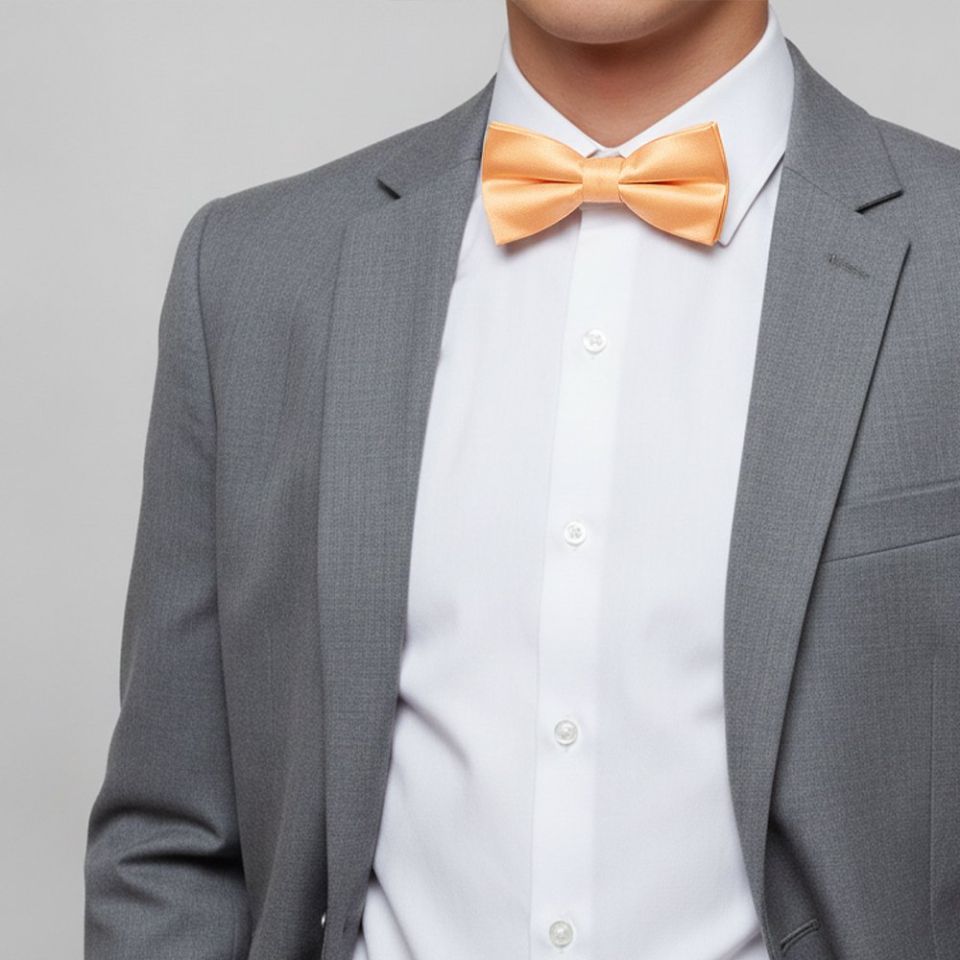 Plain Peach Handmade Mens Bow Tie