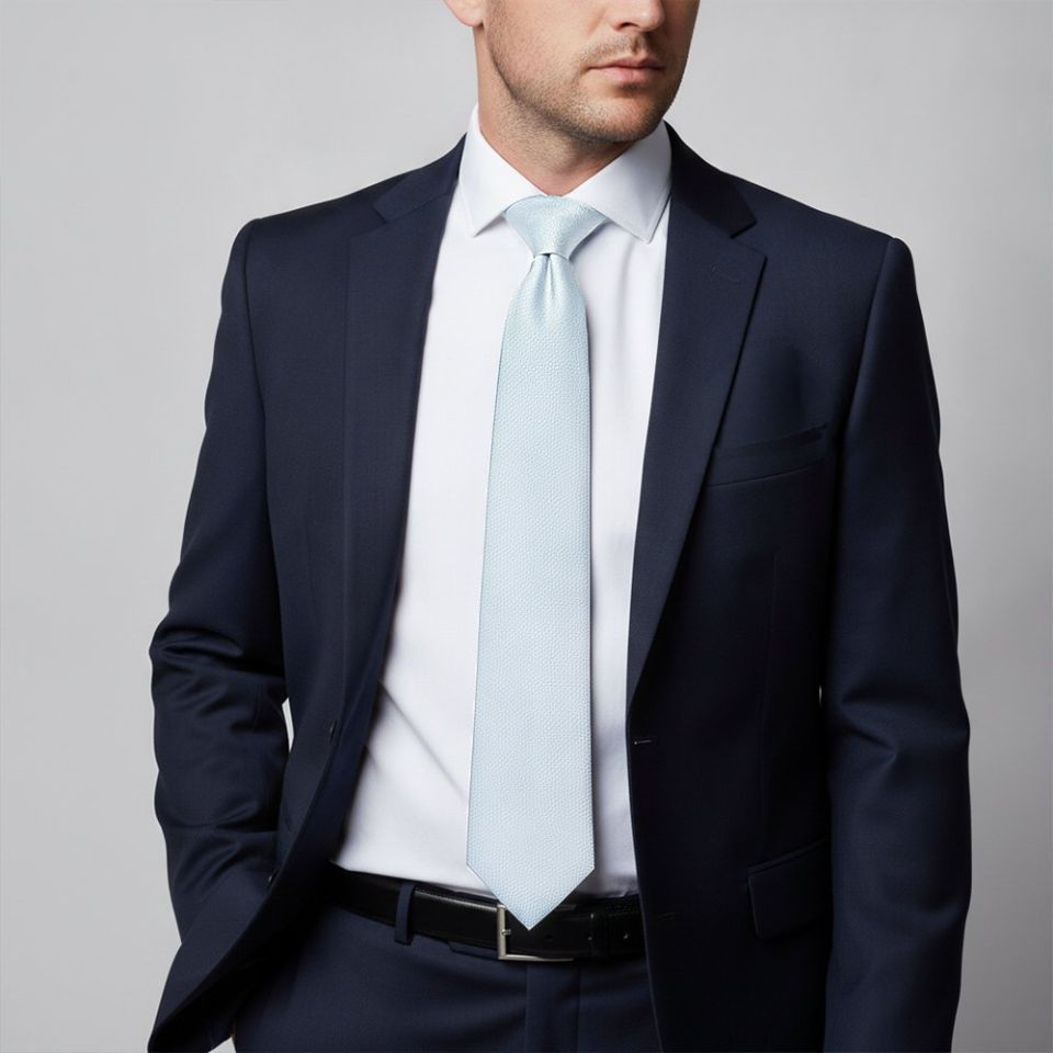 Plain Sky Blue Silk Classic Men's Tie