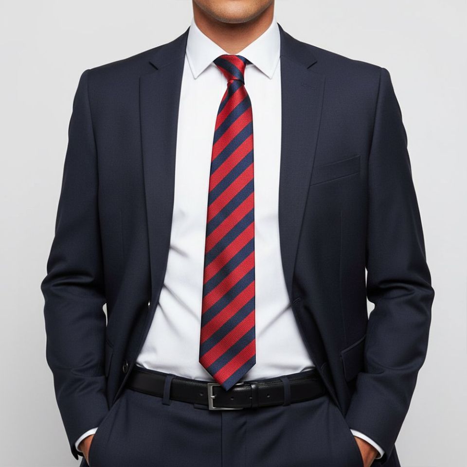 Navy and Red Striped Classic Men's Tie