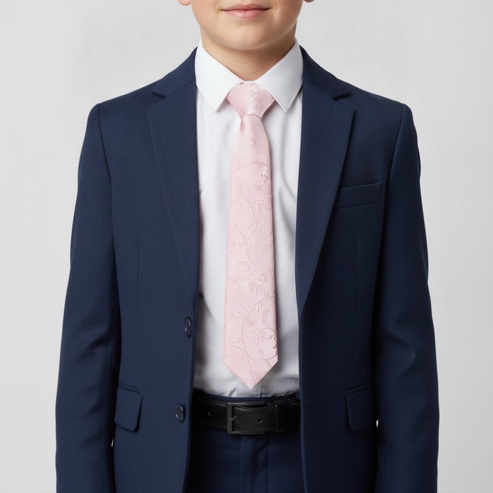 Blush Pink Floral Skinny Boys Tie
