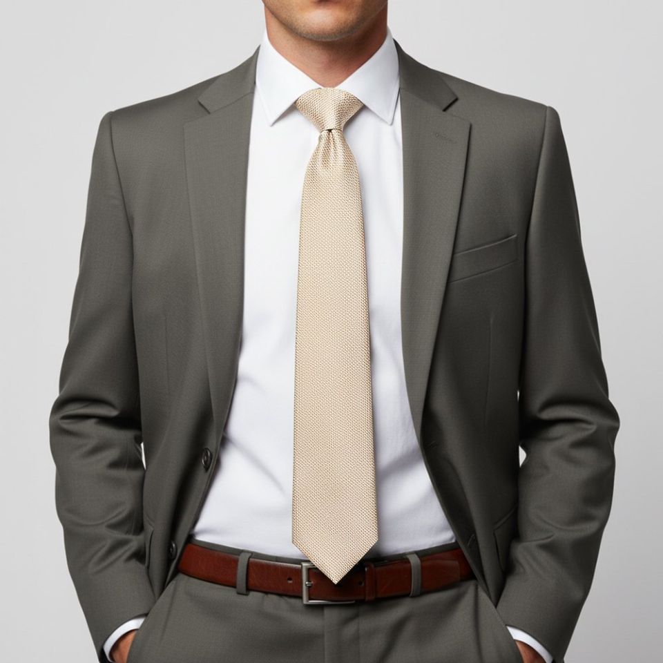 Plain Gold Grenadine Silk Classic Men's Tie
