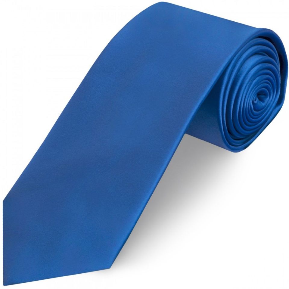 Plain Electric Blue Satin Classic Men's Tie