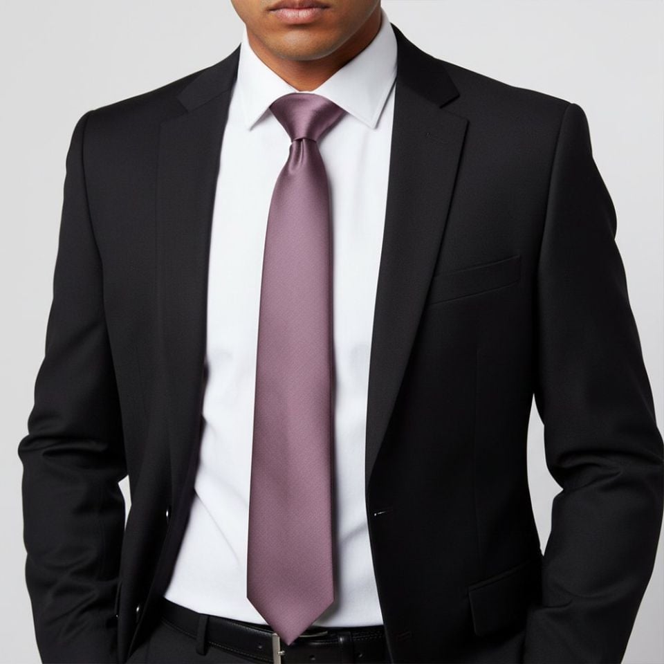 Plain Mauve Satin Classic Men's Tie
