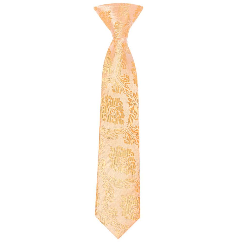Pre Tied Peach Paisley Boys Tie Age 4-7