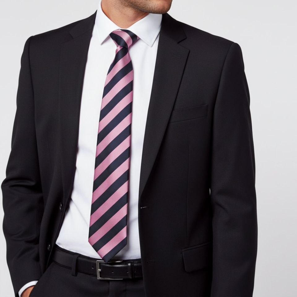 Navy and Lilac Striped Classic Men's Tie