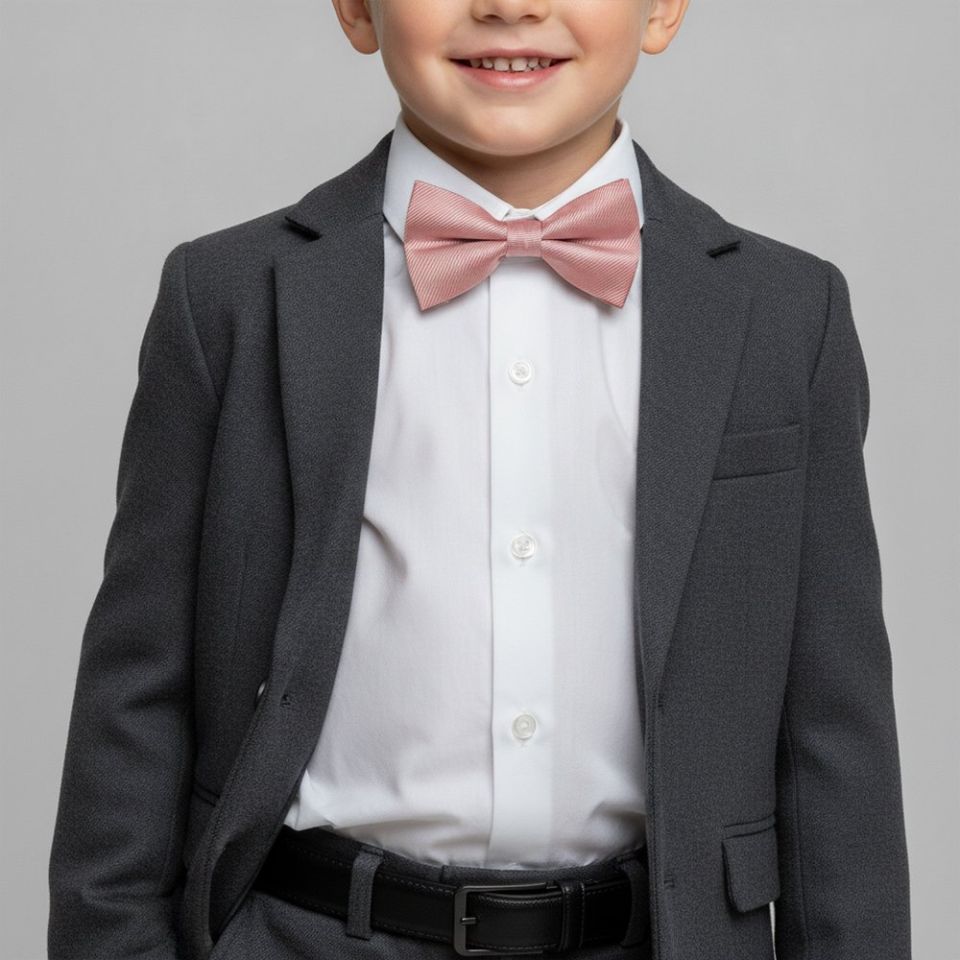 Pre Tied Dusty Rose Twill Silk Boys Bow Tie Age 4-7
