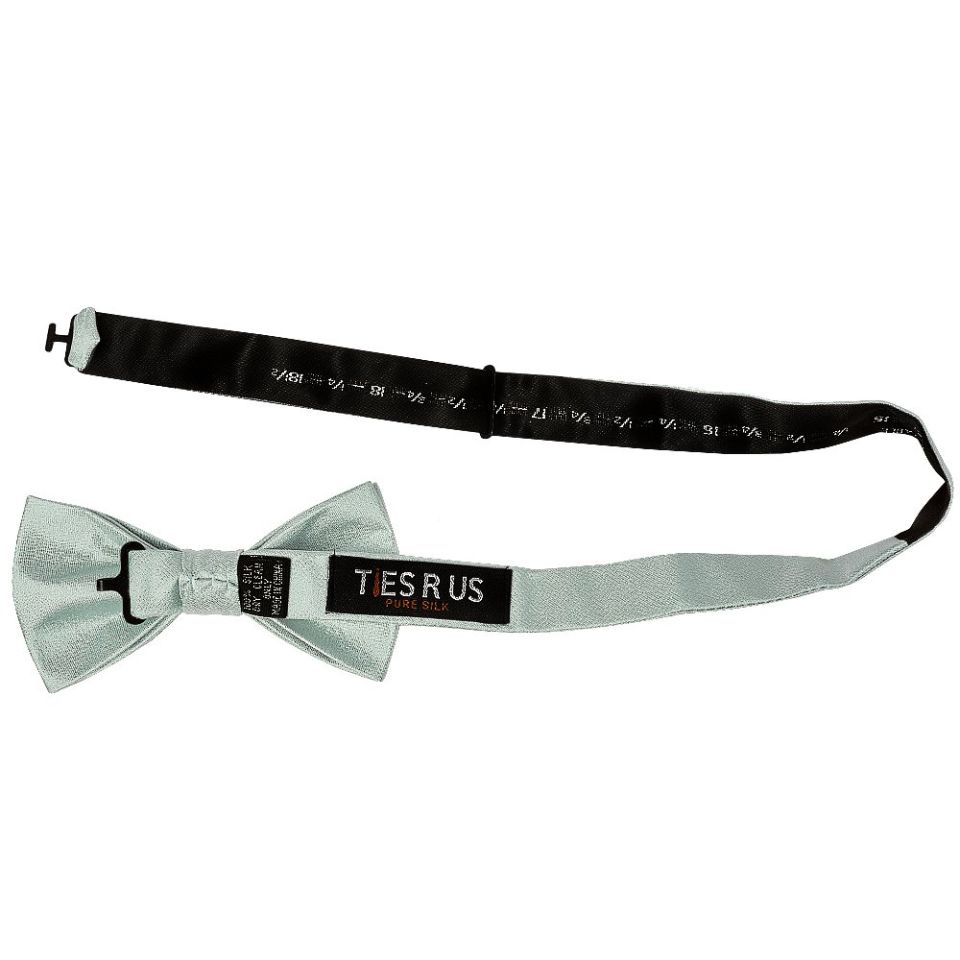 Mens Plain Duck Egg Silk Bow Tie