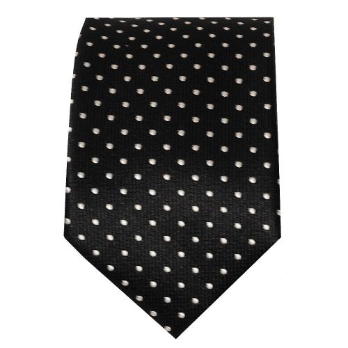 Black and White Polka Dot Skinny Men's Tie Pocket Square Set