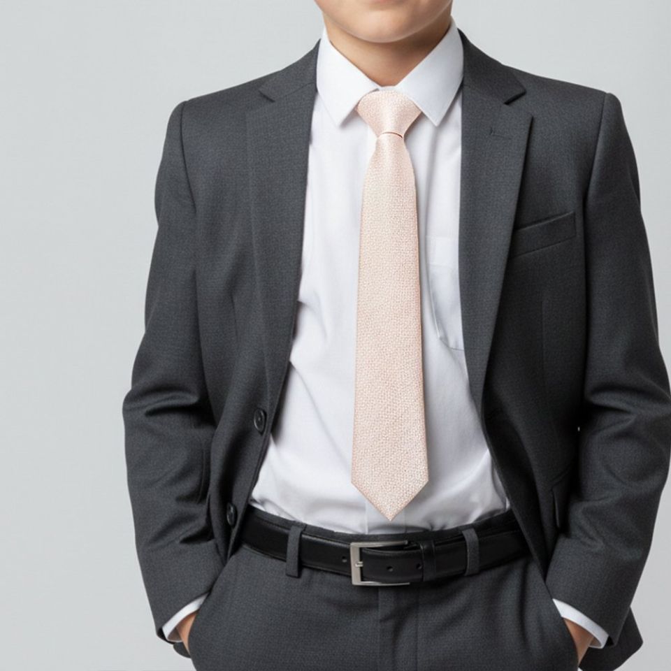 Blush Self Floral Textured Silk Skinny Boys Tie