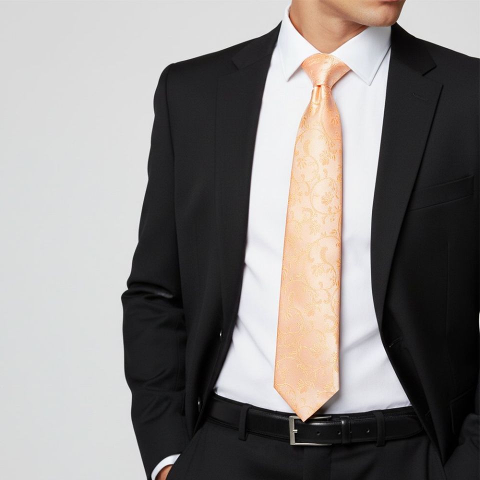 Peach Floral Classic Men's Tie