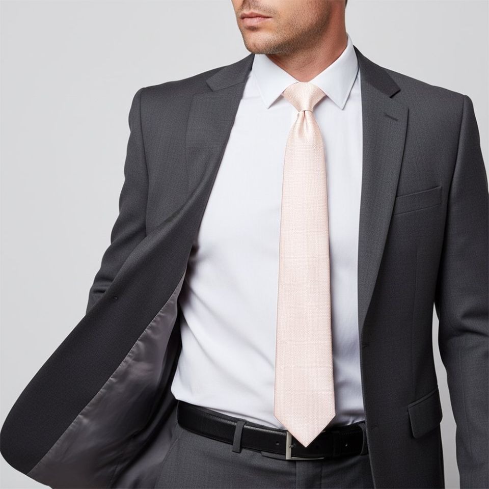 Blush Pink Textured Silk Classic Men's Tie