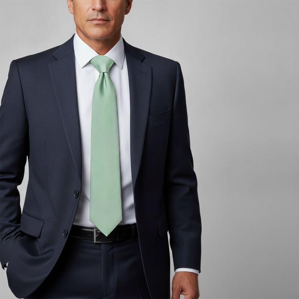 Plain Sea Grass Silk Classic Men's Tie