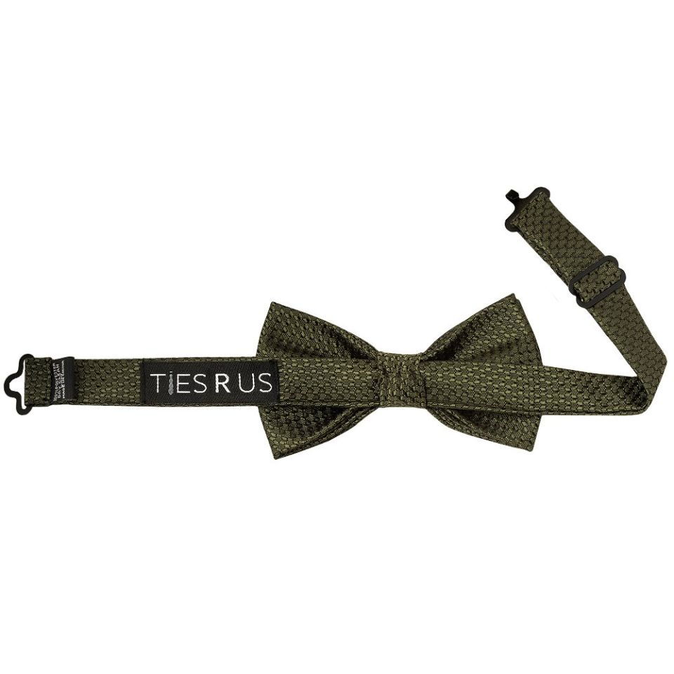 Pre Tied Olive Green Textured Boys Bow Tie Age 18 Months - 3 years