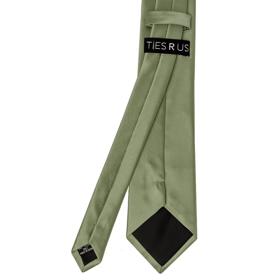 Mens Plain Olive Green Satin Classic Tie