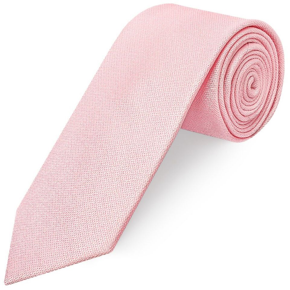 Classic Pink Mens Tie with Pocket Square and Lapel Pin Set